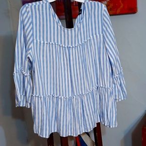 Women's blue and white striped shirt